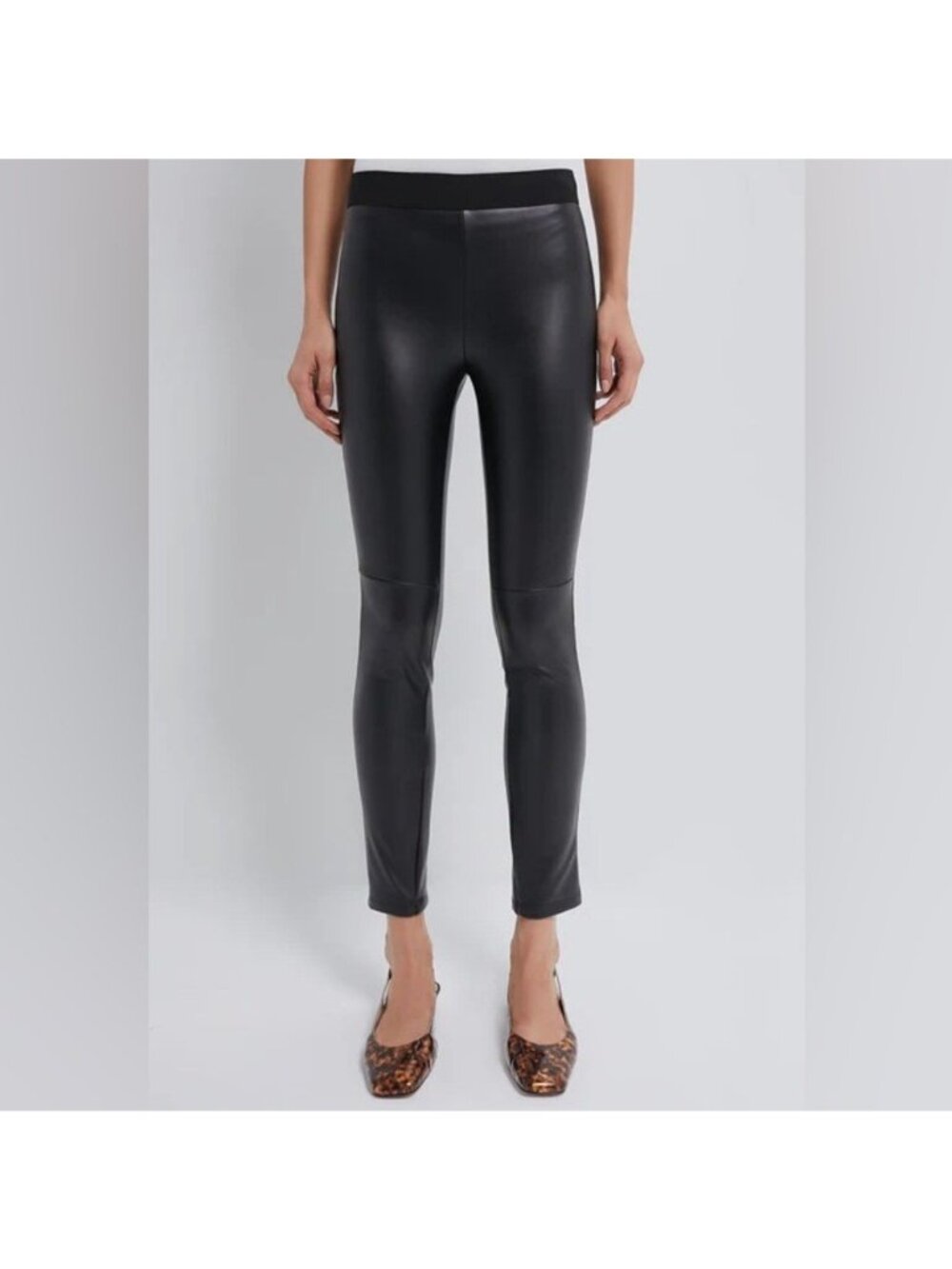 Emerson Fry Black Faux Leather Leggings size XS Velvet Lining 28" Inseam
